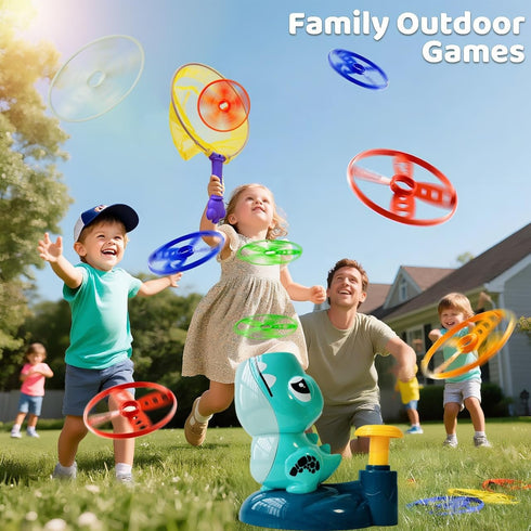 Generic 3-8, 8 Dinosaur Flying Disc Launcher Toy Kids Outdoor Toys for Boys & Girls Ages Fun Press & Launch Game