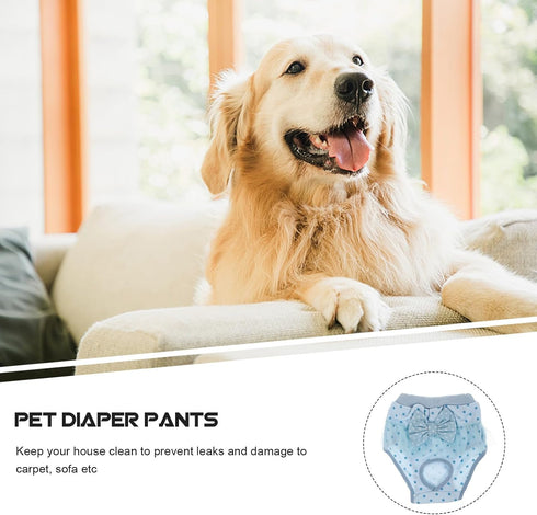 Dog Sanitary Pants Puppy Diaper Pantie Cotton Lace Blue S Female Dog Period Underwear Pet Diaper for Incontinence