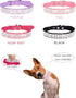 Adjustable Leather Suede Bling Dog Collar for Large Dogs, Pink Rhinestone Dog Collar Cat Collar (L, Pink)