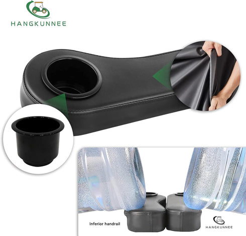 Golf Cart Armrest with Cup Holder for EZGO Club Car Yamaha, No Drilling Required Rear Seat Kits