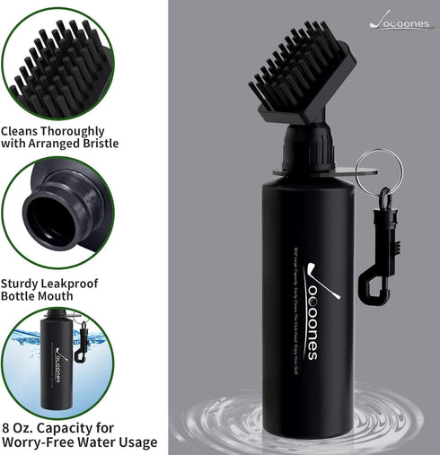 Golf Club Cleaner Brush with Retainer Clip, 8 Ounces Leakproof Water Brush, Nylon Golf Accessories Gift for Men