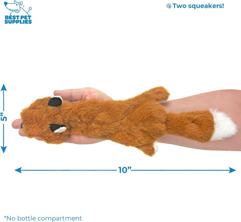 Best Pet Supplies 2-in-1 Stuffless Squeaky Dog Toys, Soft Durable Fabric for Small, Medium, Large Pets, Fox & Raccoon