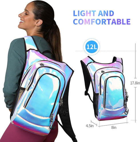 Rave Hydration Backpack, Lightweight Festival Hydration Pack with 2L Water Bladder, Anti Theft Hydration Bag