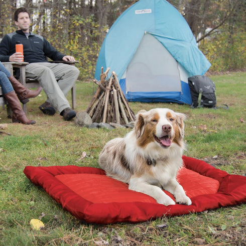 Kurgo Waterproof Dog Bed, Portable Outdoor Bed Roll for Pets, Travel Dog Bed for Hiking, Camping, Chili Red, Medium