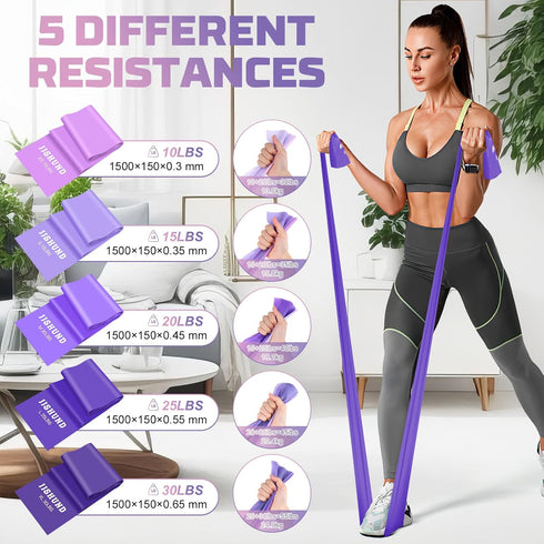 Resistance Bands Set, 5 Pcs Elastic Stretch Bands for Yoga Pilates Fitness Stretching Strength Training
