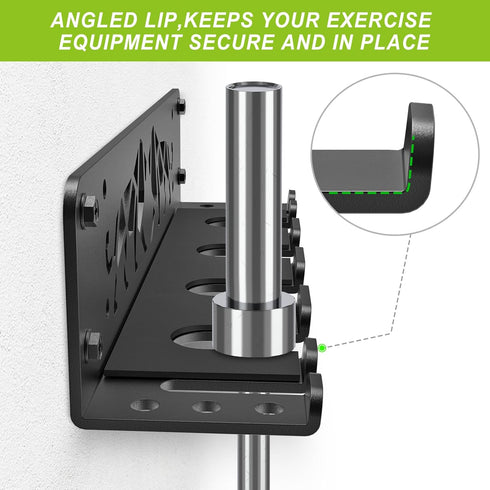 Kipika Wall Mounted Barbell Holder with 7-Hooks Storage Rack for 4 Barbell Bars and Fitness Accessories