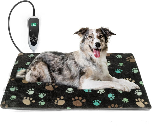 Dog Heating Pad 32x20in, Waterproof Pet Heating Pad with Smart Thermostat, Plush Fabric Cover for Whelping Supplies