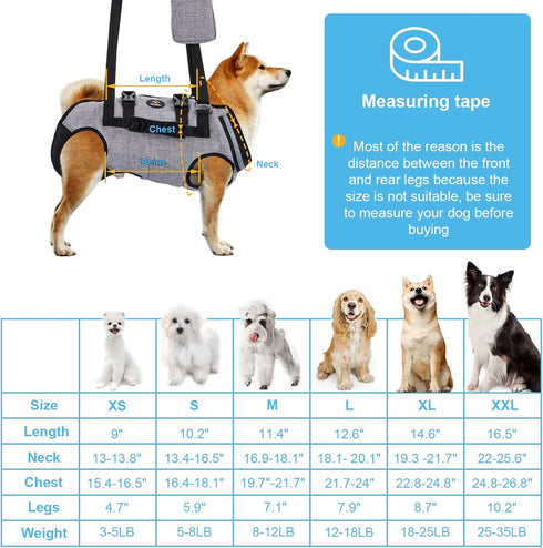 Ownpets Dog Sling Harness - Outdoor Sling Bag for Spine Protection, Whole Body Support for Aged Dogs, XXL
