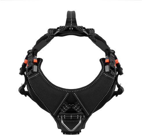 ICEFANG GN8 Tactical Dog Harness, Reflective Training Walking K9 Vest, No-Pull Front Leash Clip, Adjustable (Black,