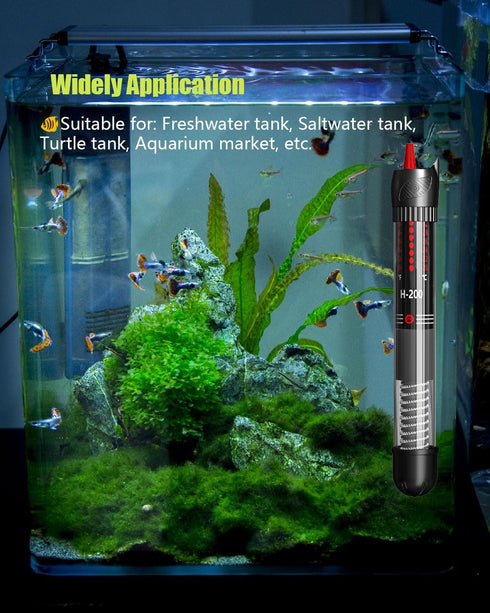 50W Aquarium Heater for 20 Gallons Tank, Submersible with Adjustable Temperature and Built-in Thermostat