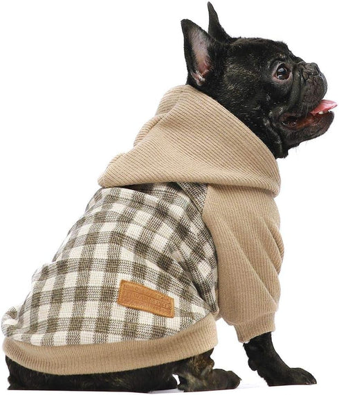 Fitwarm Knitted Pet Clothes, Dog Sweater Hoodie Sweatshirts Pullover for Cats and Dogs in Khaki (XXL)