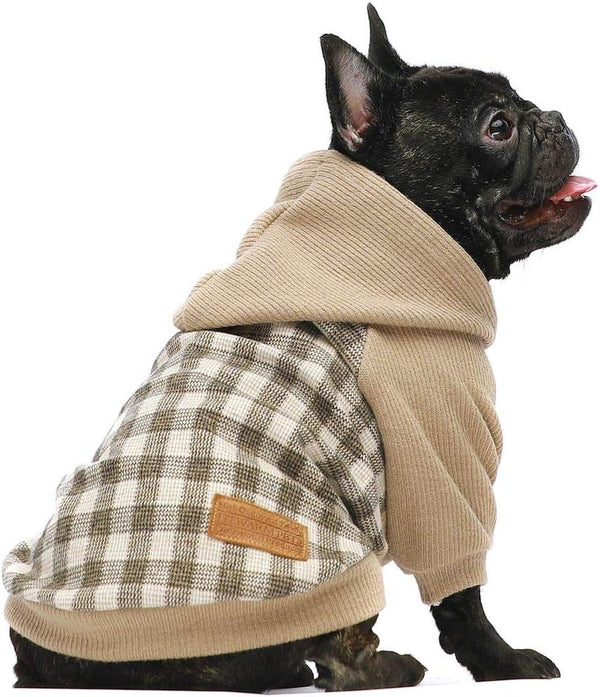 Fitwarm Knitted Pet Clothes, Dog Sweater Hoodie Sweatshirts Pullover for Cats and Dogs in Khaki (XXL)