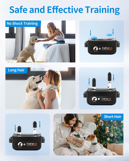 PaiPaitek 2 in 1 Dog Bark and Training Collar, Smart Shock Collar for Large Dogs with Remote 3300ft Range