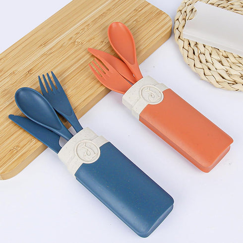 2 Set, JEPELUS Pcs Travel Utensils with Case, Portable Cutlery Reusable Fork Spoon Knife with Case Flatware for Work