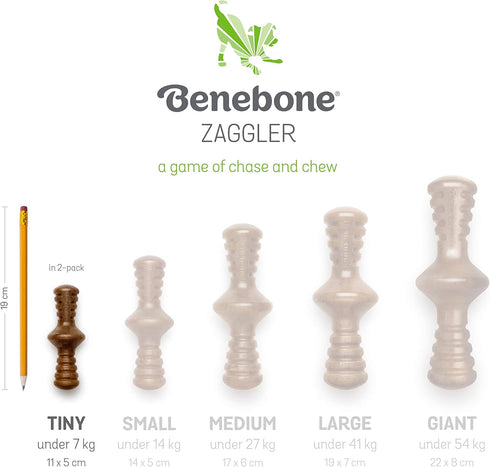 Benebone 2-Pack Maplestick/Zaggler Durable Dog Chew Toys, Real Bacon, Real Maplewood, Tiny