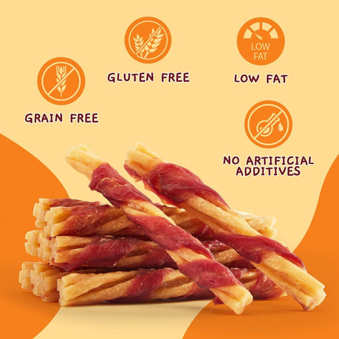 5-Inch (22-Count), 14.1oz Jungle Calling Chicken Collagen Sticks Long Lasting Dog Chews, Duck Wrapped Dog Treats
