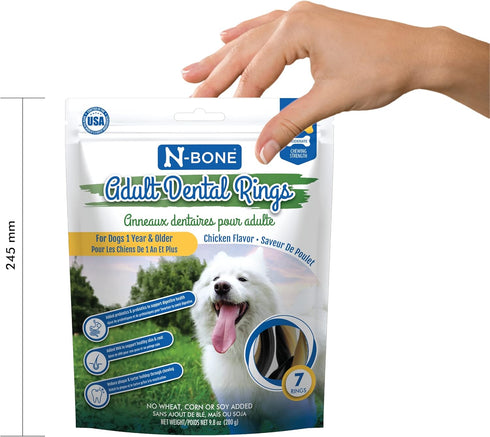 N-Bone Adult Dental Rings Dog Treats, Chicken Flavor, 7 Count, 9.8-oz Bag