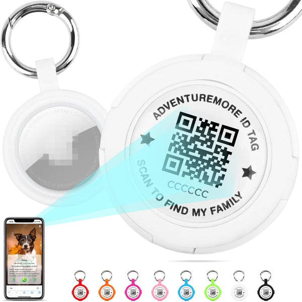 ADVENTUREMORE Airtags Holder with QR Code, Smart Pet ID Tag, Waterproof Dustproof Case for Pet, Bag, Key