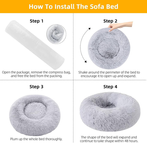 Cat Beds for Indoor Cats, 20 Inch Round Dog Bed for Small Medium Large Dogs, Washable with Slip-Resistant Bottom