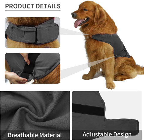 Breathable Dog Shirt for Thunderstorm, Anxiety Vest Jacket Wrap, Puppy Calming Coat for Anxiety Relief (XL, Grey)