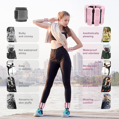 Pilates Wrist & Ankle Weights for Women, Adjustable Set of 2 (1Lbs Each) for Walking, Yoga, Dance