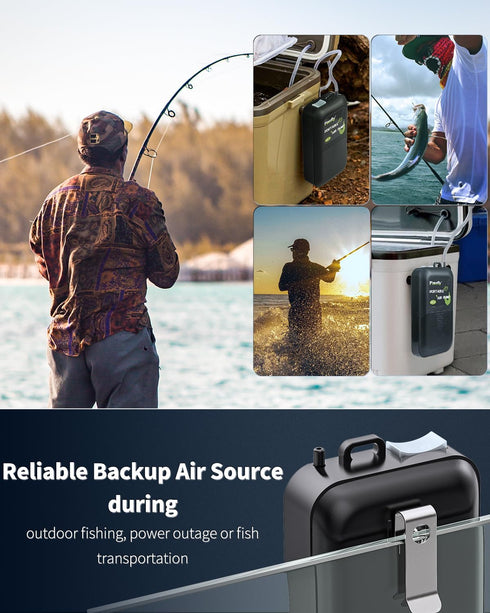 Pawfly Battery Air Pump 40 GPH for 5 to 30 Gallon Fish Tank, Portable Oxygen Pump for Outdoor Fishing (2 D Battery Not