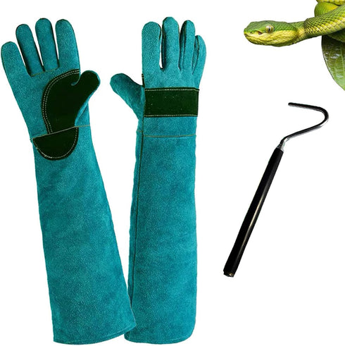 Hamiledyi Animal Handling Gloves, Bite Proof Reinforced Leather Padding for Dog Cat Scratch Protection, 23inch
