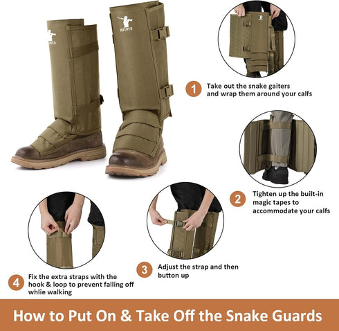 Snake Gaiters - Waterproof Lower Legs Protective Gaiters for Men/Women, Adjustable Size for Hunting/Hiking
