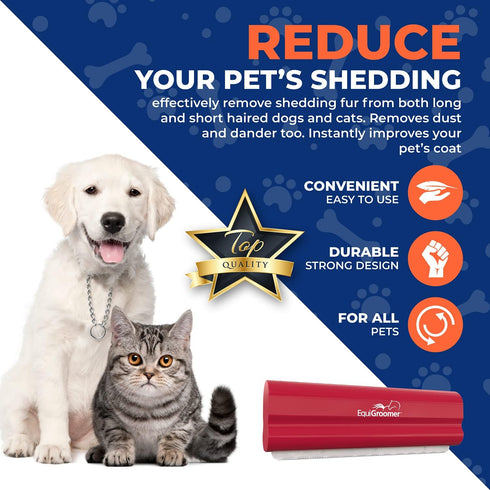 EasyGroomer Deshedding Brush for Dogs Cats - Red Undercoat Tool for Large and Small Pets, Perfect Clean for Grooming