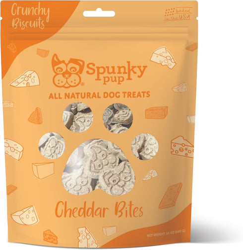 Spunky Pup Every Day Biscuit Dog Treats: All-Natural Cheddar Flavor, 24 oz Resealable Pouch for Training or Snacking
