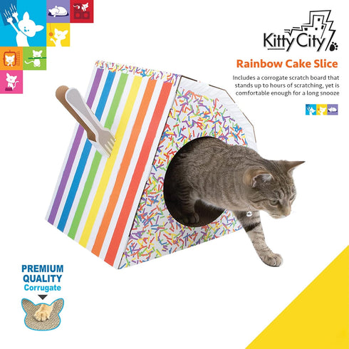 Kitty City Rainbow Cake Slice Cat Scratcher