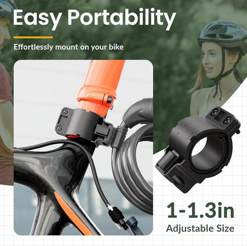 Titanker Bike Lock, 4 Feet Cable Lock, 1/2 Inch Resettable Combination with Mounting Bracket for Bicycles