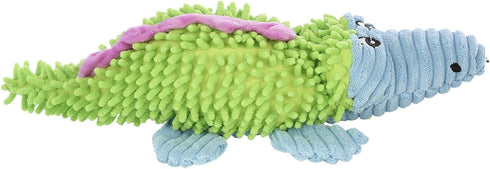 Durable Dog Plush Pastel Pals Toys with Squeakers, Multi-Size by Petlou, Yellow/Blue 2, 16" Crocodile