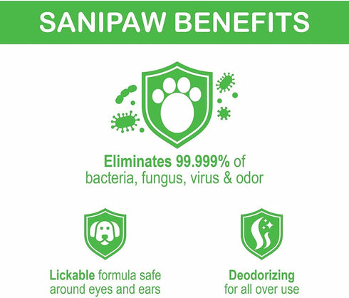 Protex PawZ SaniPaw Odor Eliminating Dog Paw Wipes (120 Wipes), Cleansing Grooming Wipes, Simple & Safe Lickable