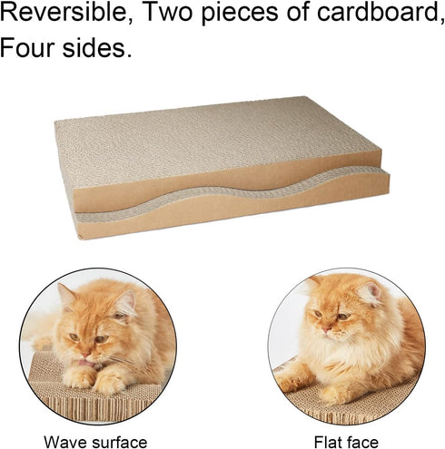 Cat Scratch Pad, 2PCS Cardboard Scratcher Box, Reversible Durable Scratching Pads for Indoor Cats with Catnip