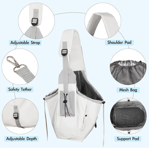 20 lbs Dog Carrier Sling, Dog Carriers for Small Dogs & Cats with Pockets, Puppy Carrier Sling Machine Washable