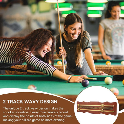 equlup 2 Billiard Game Scorer, Track Wavy Billiard Score Board Medium Density Fiberboard and Metal Billiard Game Score