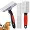 3-Pack Long-Tooth Pet Brush Set - Dog Rake Brush & Steel Shedding