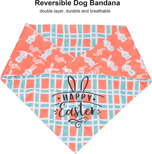 ADOGGYGO Easter Dog Bandana - Reversible Triangle Scarf for Medium and Large Dogs, Multiple Sizes Offered (Large)