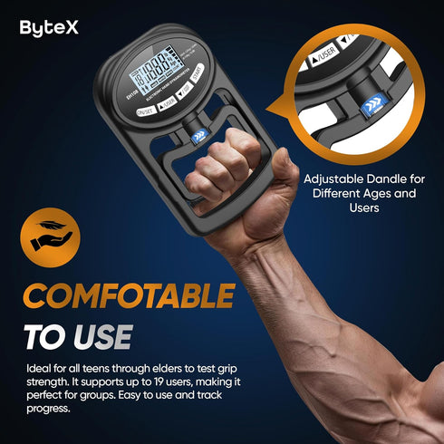 Hand Dynamometer Grip Strength Trainer - Digital Hand Grip Strength Tester 265 Lbs / 120 Kgs for Home, School, Sport Use