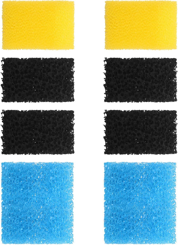 AquaMiracle Fish Tank Filter Replacement Sponges, 2 x Fine Sponge, 2 x Coarse Sponge & 4 x Carbonized Sponge
