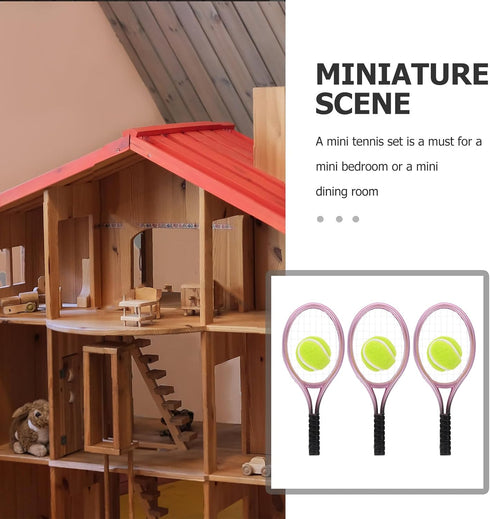 STOBOK Kids Mini Toys Badminton Set, Mini House Tennis Set, Miniature Tennis Racket Photography Props