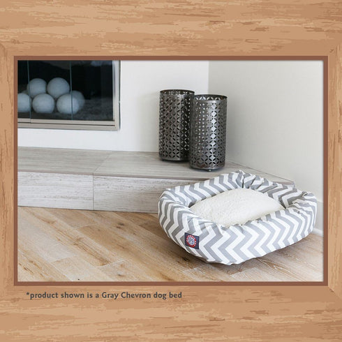 24 Inch Grey Chevron Sherpa Bagel Dog Bed