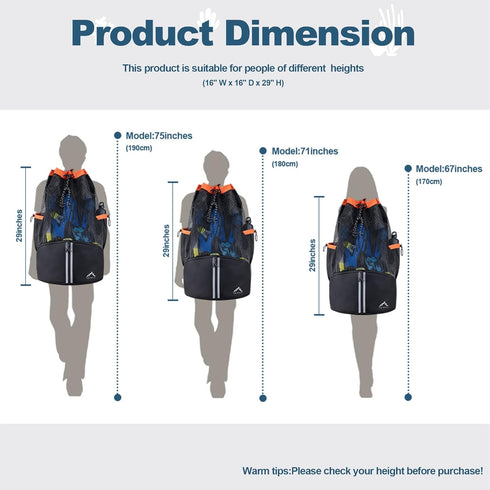 XL Mesh Backpack for Scuba Diving, Snorkeling Gear & Equipment, Holds Mask, Fins, Snorkel