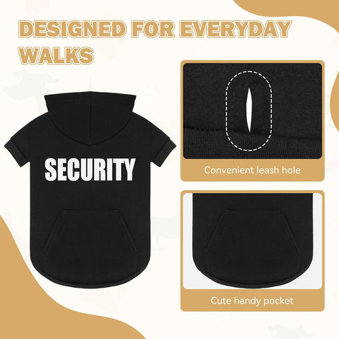 Waoduld Hole,Cozy Dog Sweaters,Security Dog Hoodie,Warm Brushed Fleece Sweatshirt with Hood & Pocket,Leash Cold Weather