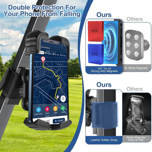 MOSNAI 4.7"-6.9" Golf Cart Magnetic Phone Holder Mount with Vibration Dampener, Anti-Shake Golf Cell Phone Holder