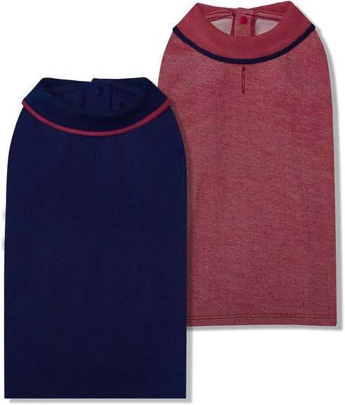 Blueberry Pet Back to School 2-Pack Dog Polo Shirts - Cotton Outfit for Small Pets, Navy + Rusty Red