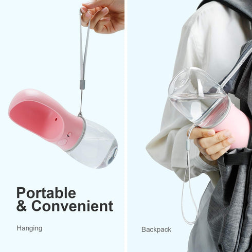 Dog Water Bottle - Leak Proof Portable Pet Water Dispenser for Dogs, Puppy Feeder for Travel (Pink 12oz)