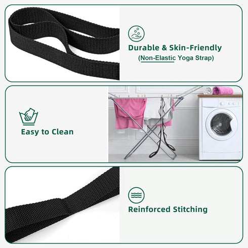 Stretching Strap Yoga Strap for Physical Therapy, 10 Loops Yoga Straps for Stretching, Non-Elastic Stretch Strap for Pilates, Flexibility, Exercise, Stretch Band for Women & Men