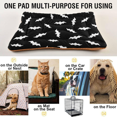 Halloween Bats Cute Pet Bed Mat, Non-Slip Sleeping Pad for Small Medium Large Dogs, 24 in x 18 in